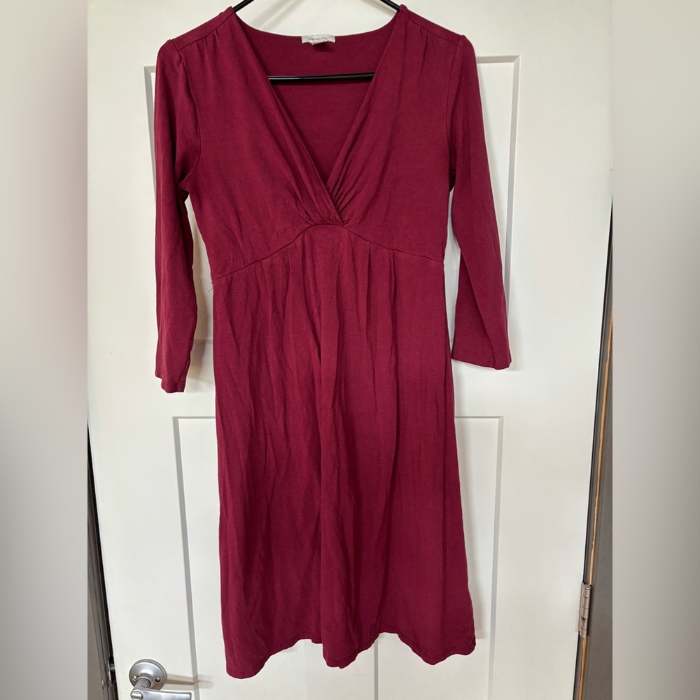 Garnet Hill Burgundy Long Sleeve Dress